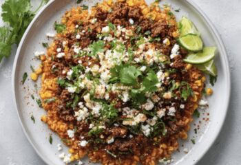 Guajillo Ground Beef with Avocado Crema